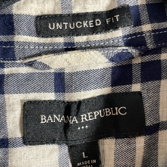 Banana Republic Untucked Fit Plaid Shirt Size Large - Picture 4 of 6